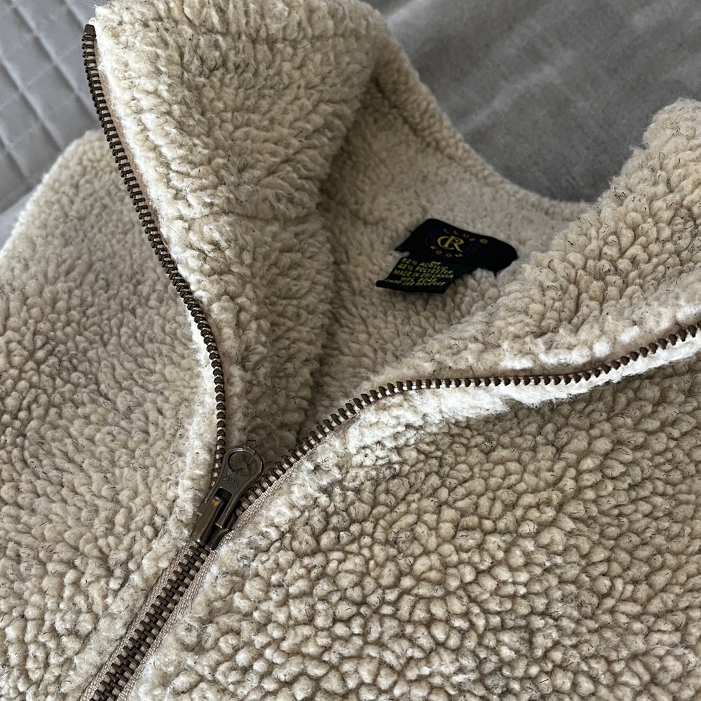 Club Room Men's Cream Sherpa Zip-Up Sweater
